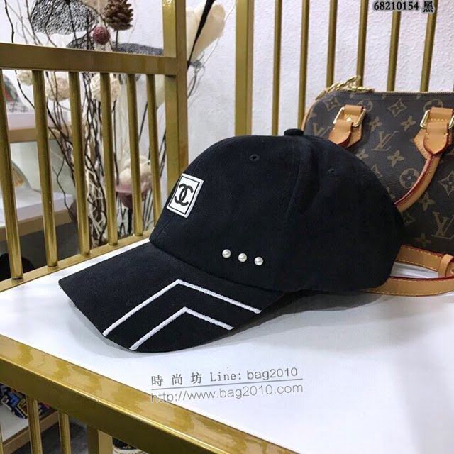 Chanel女士帽子 香奈兒線條珍珠棒球帽鴨舌帽  mm1115
